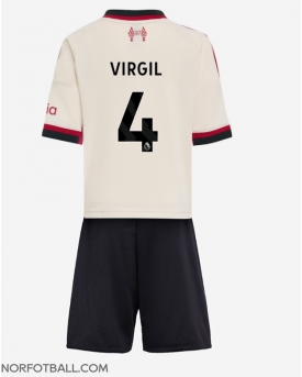 Billige Fotballdrakt Liverpool Virgil van Dijk #4 Replika Bortedraktsett Barn 2025-26 Kortermet (med bukser)